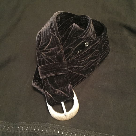 NEW Black Velvet Belt, Silver buckle main image 6